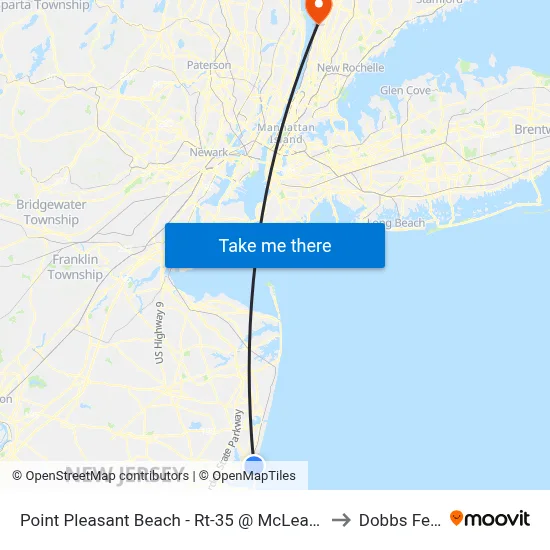 Point Pleasant Beach - Rt-35 @ McLean Ave (Northbound) to Dobbs Ferry, NY map