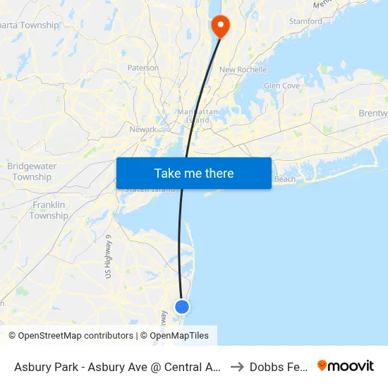 Asbury Park - Asbury Ave @ Central Ave (Northbound) to Dobbs Ferry, NY map