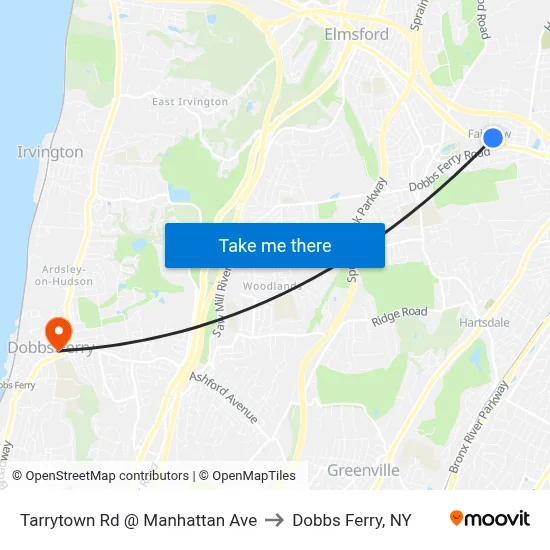 Tarrytown Rd @ Manhattan Ave to Dobbs Ferry, NY map