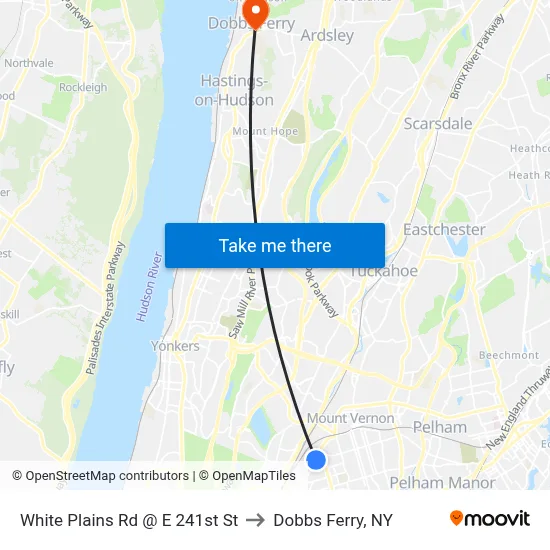 White Plains Rd @ E 241st St to Dobbs Ferry, NY map