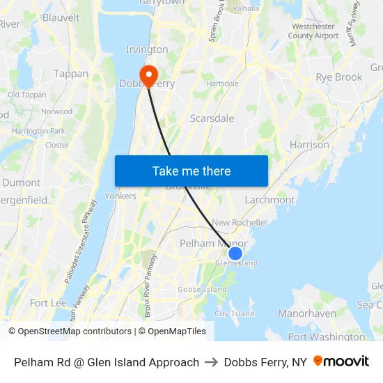 Pelham Rd @ Glen Island Approach to Dobbs Ferry, NY map