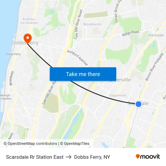 Scarsdale Rr Station East to Dobbs Ferry, NY map