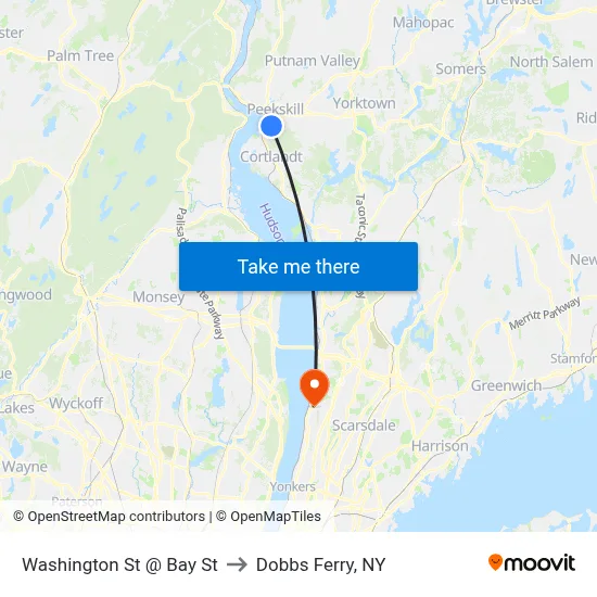 Washington St @ Bay St to Dobbs Ferry, NY map