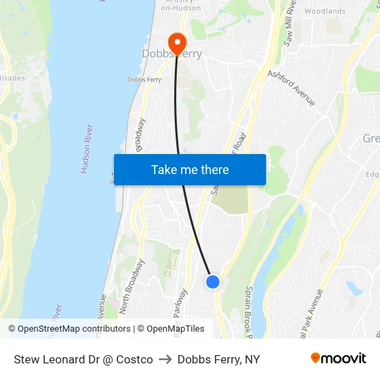 Stew Leonard Dr @ Costco to Dobbs Ferry, NY map