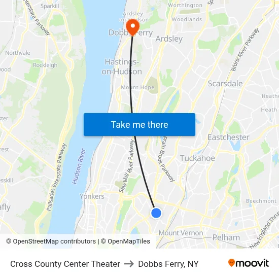 Cross County Center Theater to Dobbs Ferry, NY map