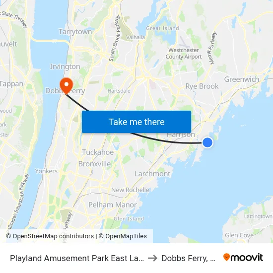 Playland Amusement Park East Lane to Dobbs Ferry, NY map