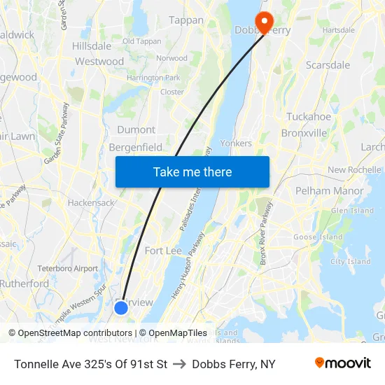 Tonnelle Ave 325's Of 91st St to Dobbs Ferry, NY map