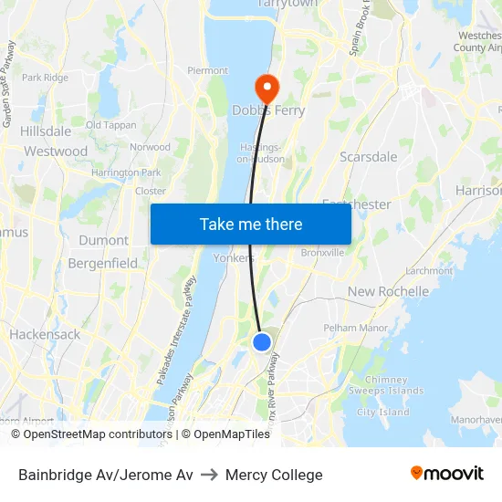 Bainbridge Av/Jerome Av to Mercy College map