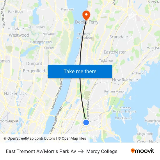East Tremont Av/Morris Park Av to Mercy College map