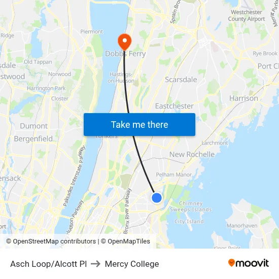 Asch Loop/Alcott Pl to Mercy College map