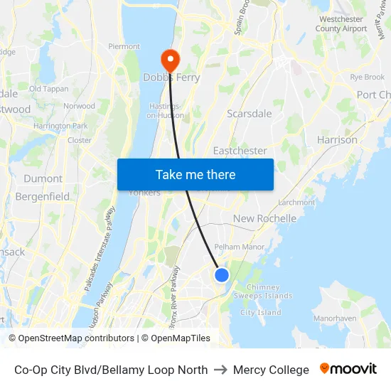 Co-Op City Blvd/Bellamy Loop North to Mercy College map