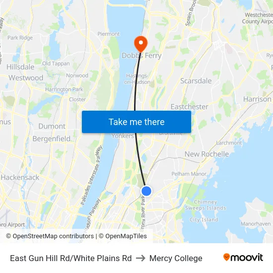 East Gun Hill Rd/White Plains Rd to Mercy College map