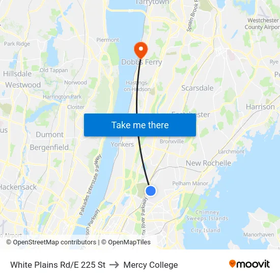 White Plains Rd/E 225 St to Mercy College map