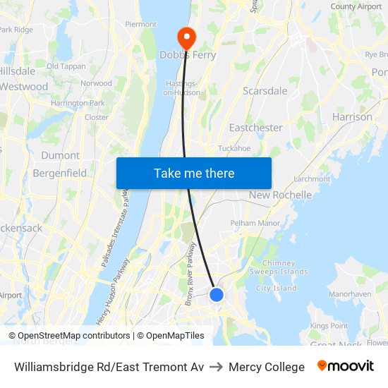 Williamsbridge Rd/East Tremont Av to Mercy College map