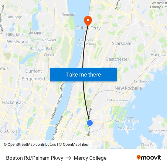 Boston Rd/Pelham Pkwy to Mercy College map