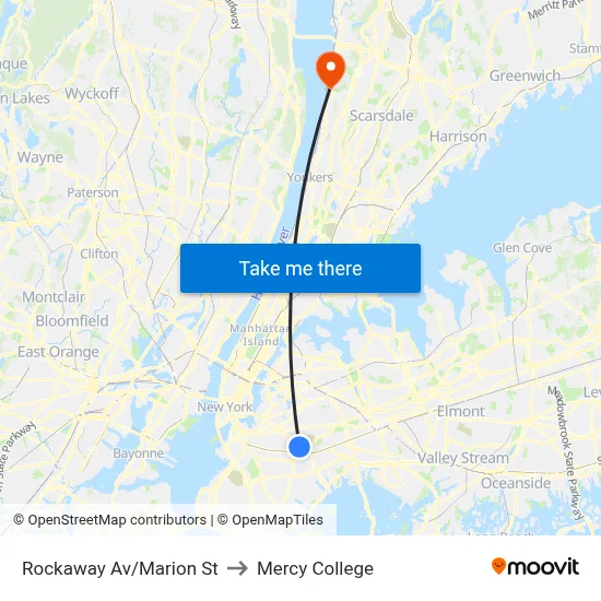 Rockaway Av/Marion St to Mercy College map
