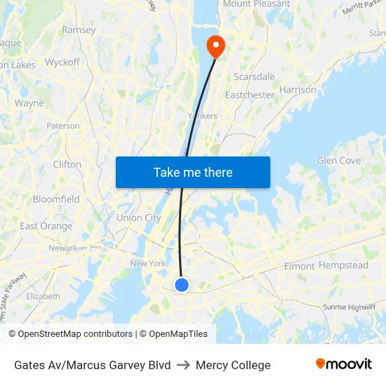 Gates Av/Marcus Garvey Blvd to Mercy College map