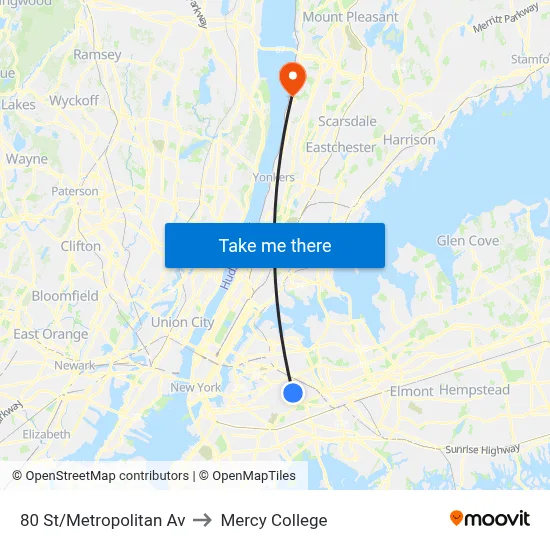 80 St/Metropolitan Av to Mercy College map