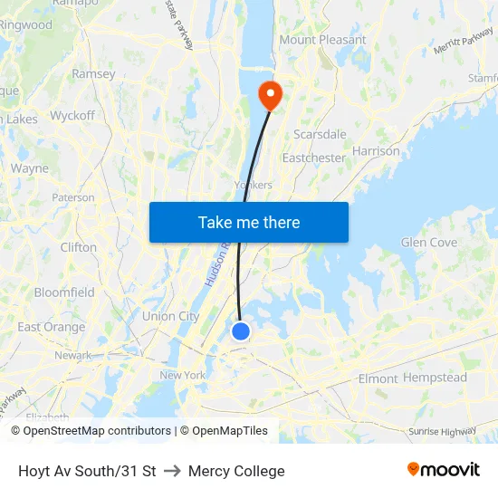 Hoyt Av South/31 St to Mercy College map