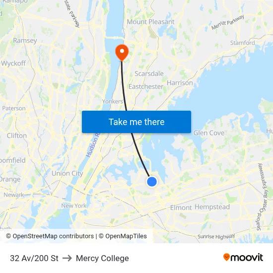 32 Av/200 St to Mercy College map