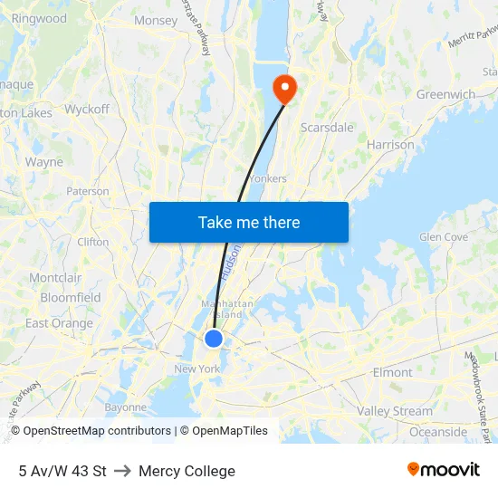5 Av/W 43 St to Mercy College map