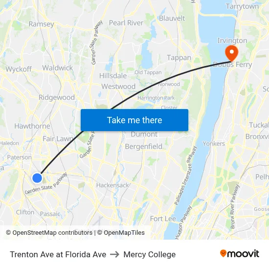 Trenton Ave at Florida Ave to Mercy College map