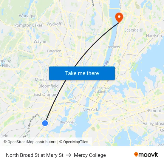North Broad St at Mary St to Mercy College map