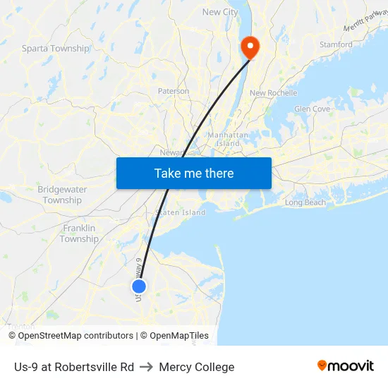 Us-9 at Robertsville Rd to Mercy College map
