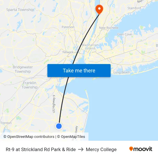 Rt-9 at Strickland Rd Park & Ride to Mercy College map