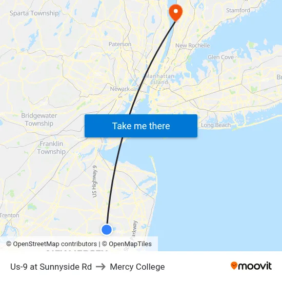 Us-9 at Sunnyside Rd to Mercy College map