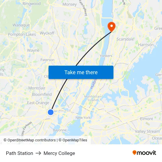 Path Station to Mercy College map