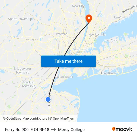 Ferry Rd 900' E Of Rt-18 to Mercy College map