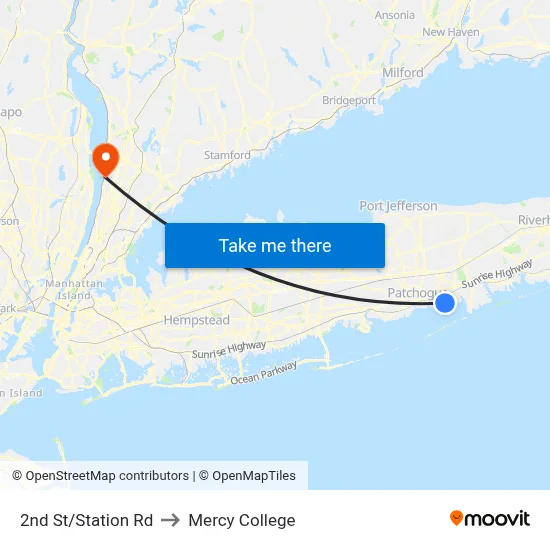 2nd St/Station Rd to Mercy College map