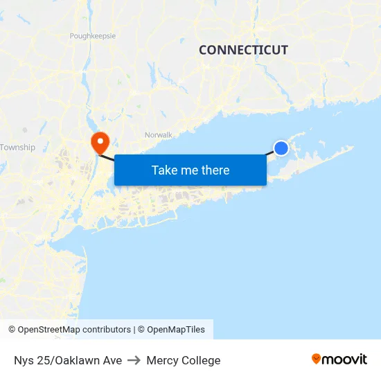 Nys 25/Oaklawn Ave to Mercy College map