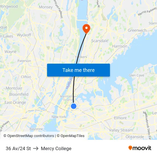 36 Av/24 St to Mercy College map