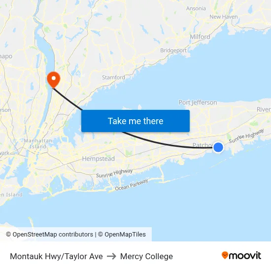 Montauk Hwy/Taylor Ave to Mercy College map