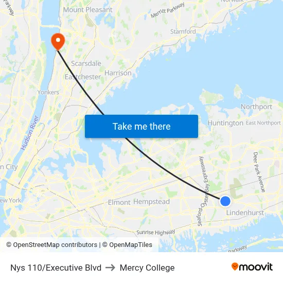 Nys 110/Executive Blvd to Mercy College map