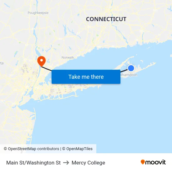 Main St/Washington St to Mercy College map