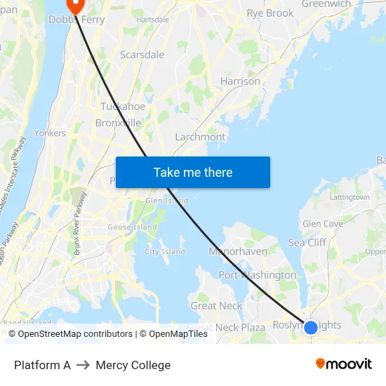 Platform A to Mercy College map
