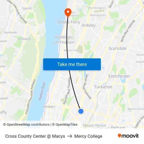 Cross County Center @ Macys to Mercy College map