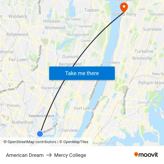 American Dream to Mercy College map