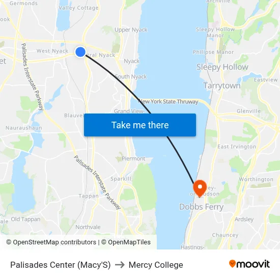Palisades Center (Macy'S) to Mercy College map