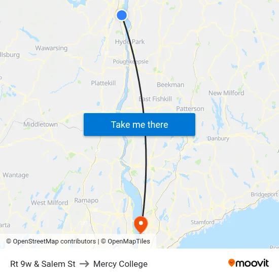 Rt 9w & Salem St to Mercy College map