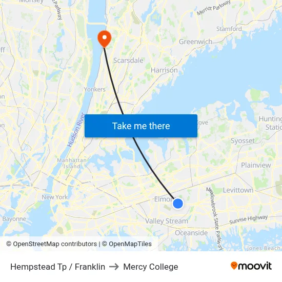 Hempstead Tp / Franklin to Mercy College map