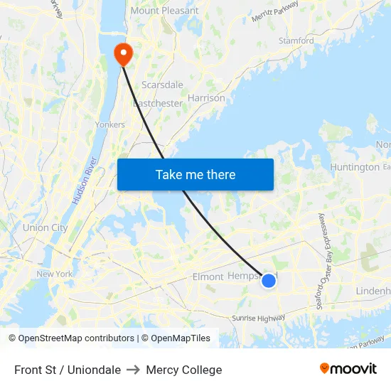 Front St / Uniondale to Mercy College map