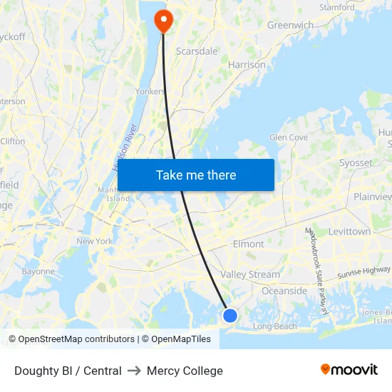 Doughty Bl / Central to Mercy College map