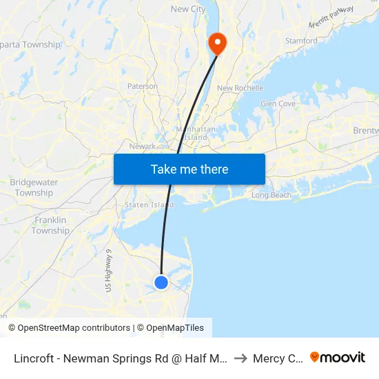 Lincroft - Newman Springs Rd @ Half Mile Rd (Northbound) to Mercy College map