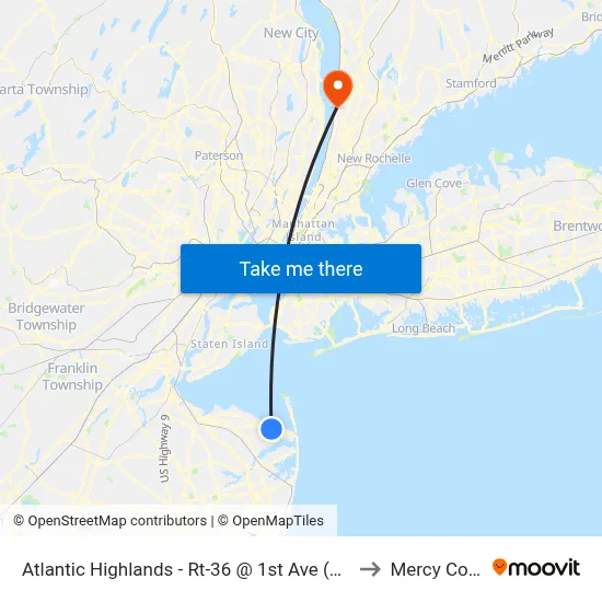 Atlantic Highlands - Rt-36 @ 1st Ave (Northbound) to Mercy College map