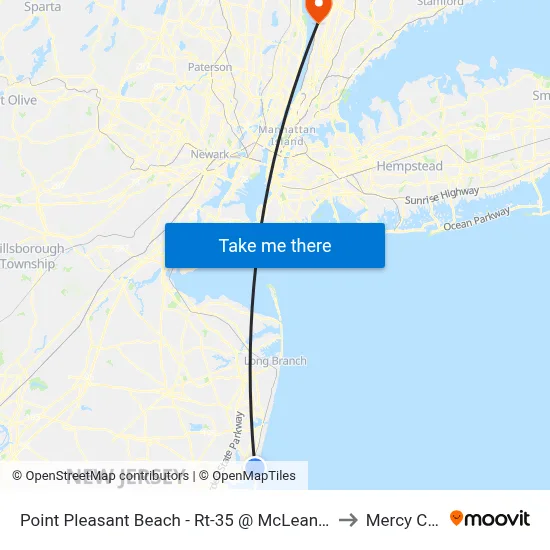 Point Pleasant Beach - Rt-35 @ McLean Ave (Northbound) to Mercy College map