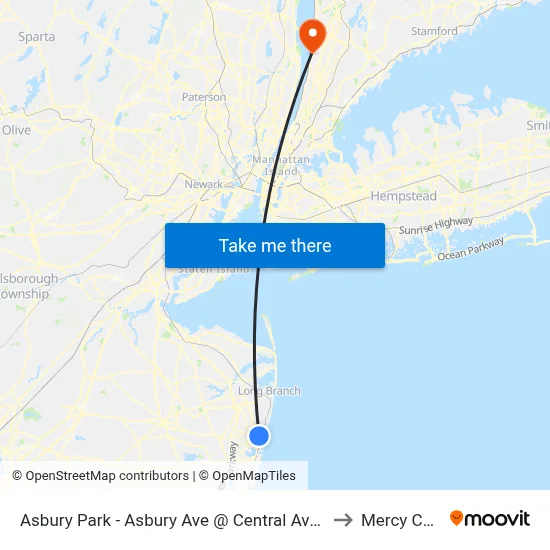 Asbury Park - Asbury Ave @ Central Ave (Northbound) to Mercy College map